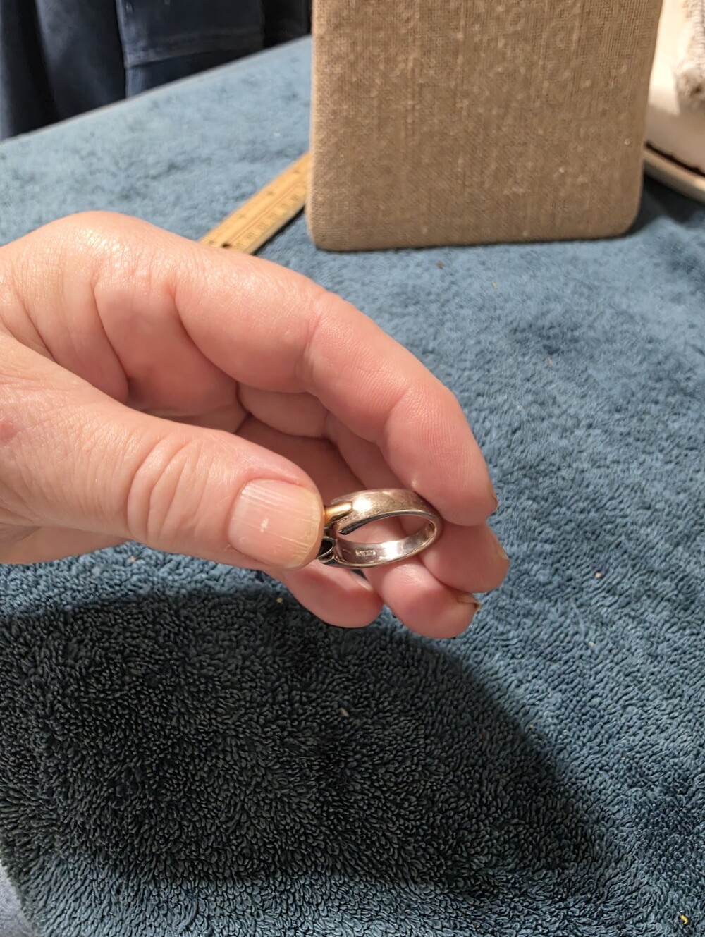 Sterling And 18k Trim Garnet Ring By Lorenzo 8 1\2 - Picture 7 of 13